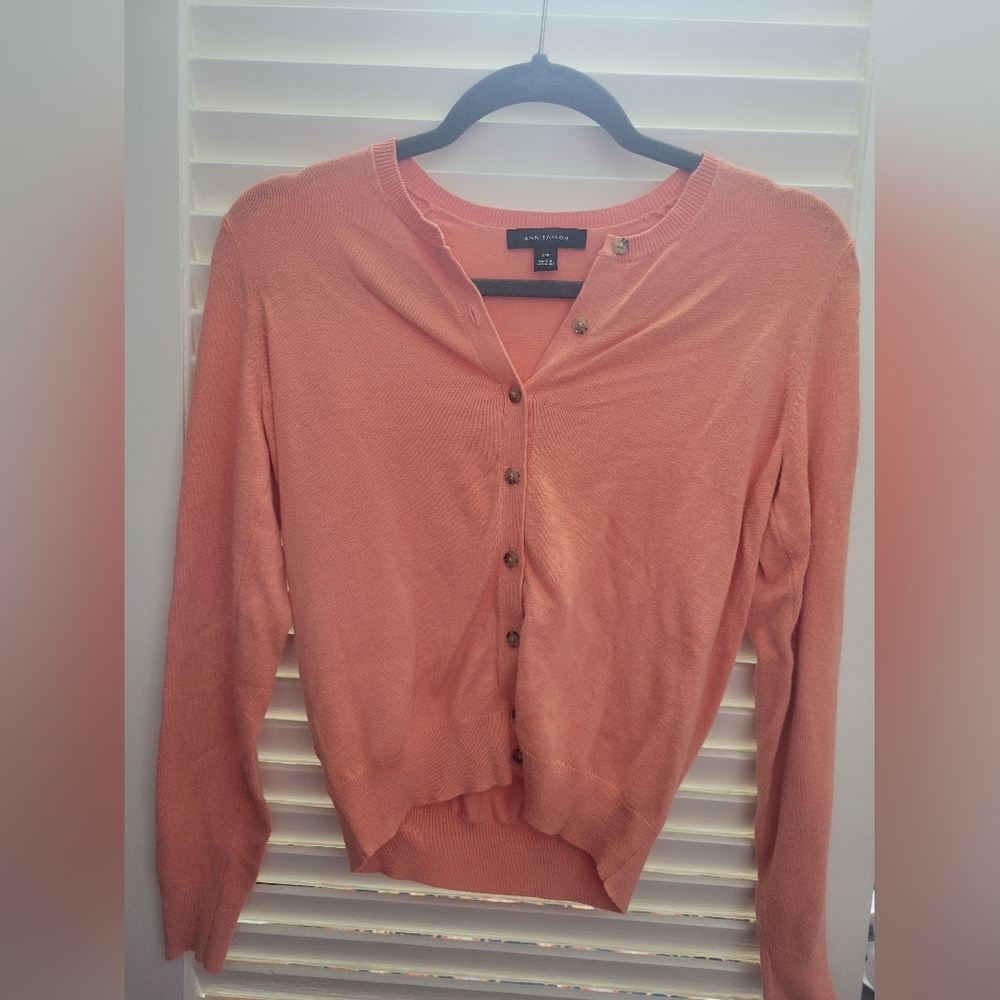 Ann Taylor XSP Orange Cardigan